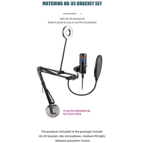 Annadue Kapazitives USB-Mikrofon, RGB-Mikrofon-Fülllicht EIN-Tasten-Stummschaltung Computer-Podcast-Kondensator-Mikrofon… – Bild 5