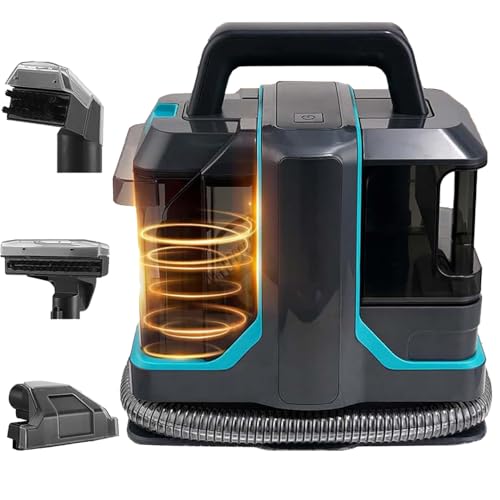 Puliscitappeti Portatile, Lavatappeti Portatile da 450 W con 2 Spazzole, Lavatappeti ad Aspirazione Forte 11Kpa, Smacchiatore Potente per Sedili Auto e Tappezzeria