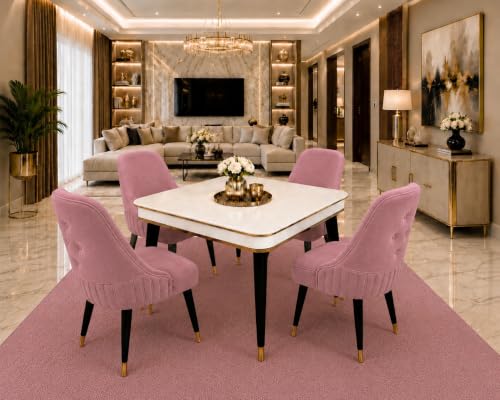 Image of WOODEN SPACE 4 Seater Wooden Dining Table Set | Urban Marble Top Dining Table with Chairs for Dining Room & Kitchen (Modern Grand Aura Pink) (42 x 42 x 30 inch)