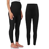mamabienne Nahtlose Schwangerschaftsleggings Blickdicht aus Baumwolle Schwangerschaft Strumpfhose (XL)