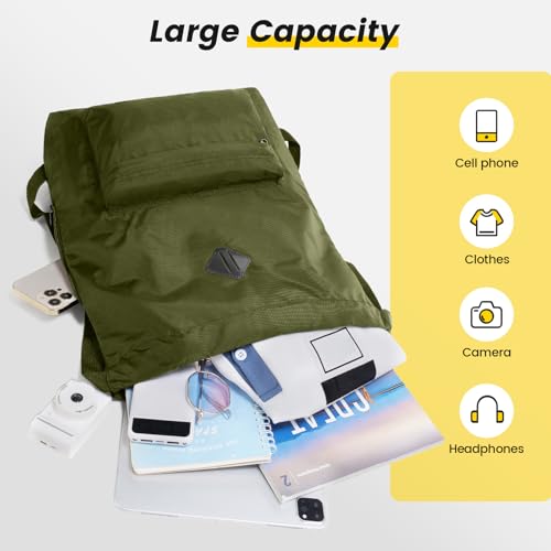 Vorspack Drawstring Backpack Water Resistant String Bag Sports Gym Sack with Side Pocket for Men Women