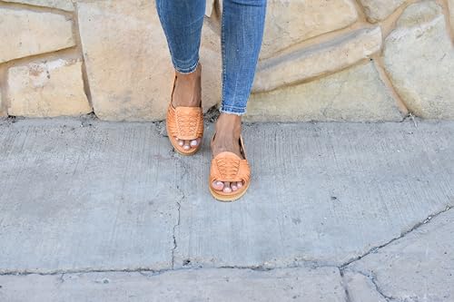 Macarena Collection Sandals women Huarache Sandal Colorful Leather Mexican Style Color Tan 1233