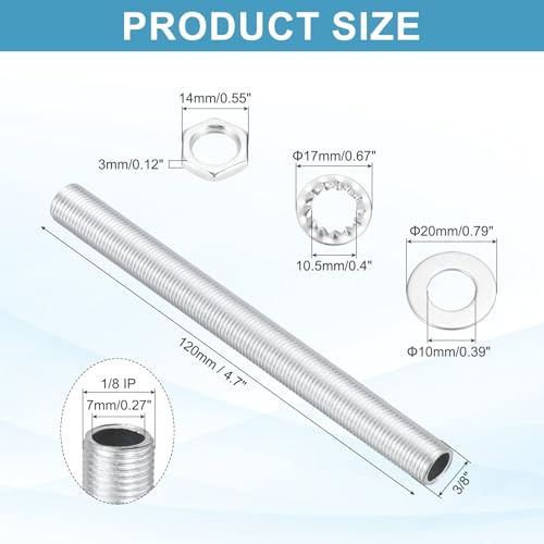 Image of MECCANIXITY 35Pcs 4.7 inch Lamp Pipe Kit with Nuts Washers 1 /8IP Thread Fasteners Assortment for Chandelier Ceiling Light Repair Assembly DIY Hardware