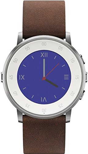 Pebble Time Round 極薄かつ超軽量の丸型スマートウォッチ「ペッブルタイム・ラウンド」Silver with Nubuck Brown Leather [並行輸入品]