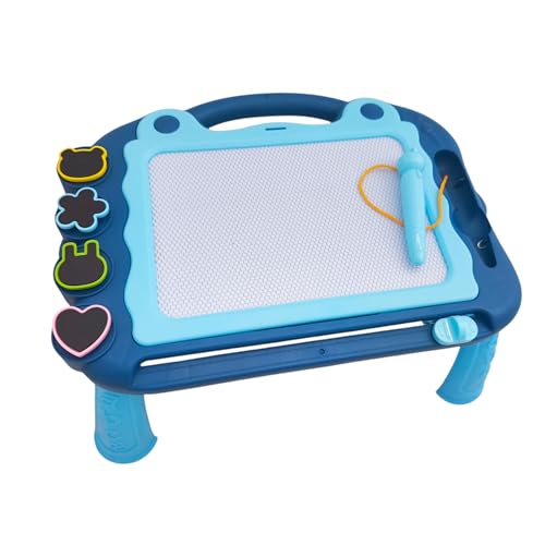 Dulce Nido | Pizarra Magnética Infantil con Patas y 4 Sellos 31x23 cm | Mesa de Dibujo para Niños y Niñas | Tablero de Escritura Borrable con Lápiz y Sellos | Juguete Educativo Portátil (Azul)