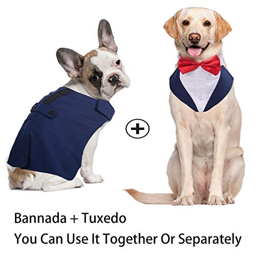 IDOMIK-Dog-Tuxedo-Suit-for-Small-Medium-Large-Dogs-Formal-Dog-Tuxedo-Vest-Suit-with-Detachable-Bow-Ties-Collar-Bandana-Scarf-Set-Dog-Wedding-Attire-Shirt-for-Birthday-Party-Costume-Navy IDOMIK Dog Tuxedo Suit for Small Medium Large Dogs Formal Dog Tuxedo Vest Suit with Detachable Bow Ties Collar Bandana Scarf Set Dog Wedding Attire Shirt for Birthday Party Costume Navy