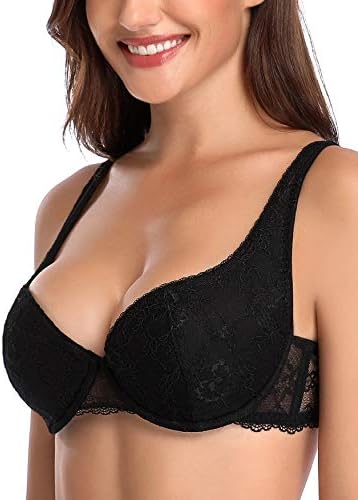 JOATEAY Women's Beauty Lace Bra Underwire Lightly Lined Everyday Balconette Bra
