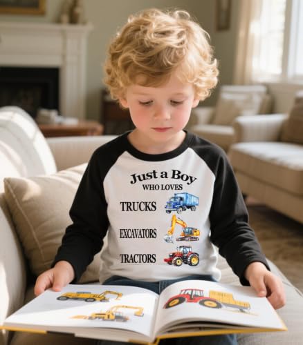 Image of Boys Construction Long Sleeve Raglan T-Shirt for 2-6 Years
