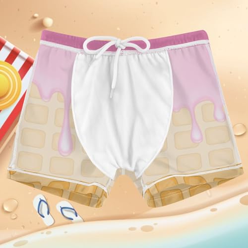 Boys Swim Trunks Quick Dry Bathing Suit Yellow Ice Cream Flowing Toddler Swim Shorts Boardshorts Swimwear 3-104