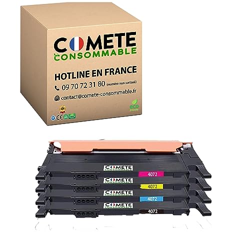 COMETE, Marque française - 4072S - 4 Cartouches de Toners Compatibles avec Samsung CLT-4072S CLT-K4072S - pour Samsung CLP-320 CLX-3180 CLP-325W CLX-3185FW CLP-320N (1...