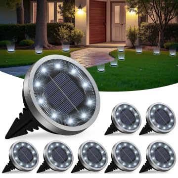 Solar Lights Outdoor Garden, 8 Pack Solar Ground Lights Pathway W...