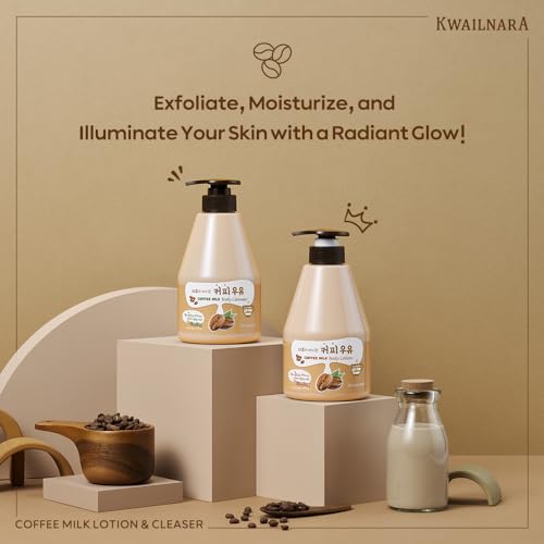 Image of Kwailnara Coffee Milk Body Wash (19.75 Fl Oz) - Korean Body Cleanser for Energized Skin | Milk Protein, Royal Jelly & Antioxidant Coffee Extract | Paraben-Free with Gentle Bubbles