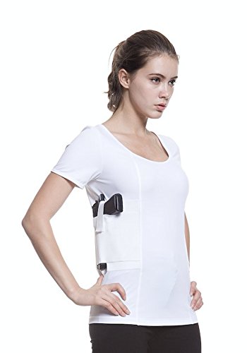 Graystone Holster Shirt Scoop Neck Concealed Carry Clothing for Women - Deep Concealment Compression CCW Clothes (White, X-Large)