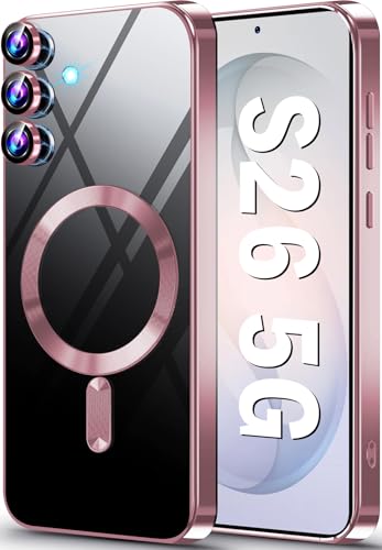 Coque Samsung S26 MagSafe transparente rose souple antichoc