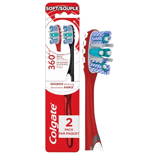 Image of Colgate 360 Optic White Advanced Toothbrush, Soft Toothbrush for Adults, 2 Pack