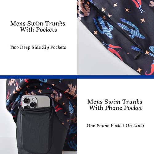 Mens 5.5 inch Printed Short Swim Trunks Compression Liner Quick Dry Swimwear Bathing Suits Boardshorts Beach Wear2