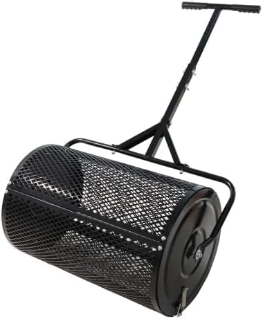Distribuidor de Compost y turba con Mango en T Mejorado para siembra. Distribuidor de Malla metálica Ligera y Duradera para el Cuidado del césped. Distribuidor de estiércol (Negro).