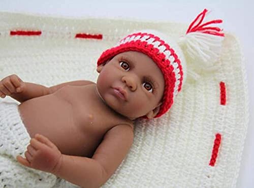 MWKL Rebirth Baby Doll Simulation 11 Zoll/28 cm Schwarze Haut Vollsilikon Kinderspielzeug Geschenk,Reborn Puppen – Bild 7