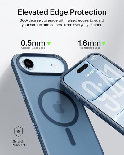 Image of Belkin for iPhone 17 Air Case, Grip, MagSafe Compatible w /Anti-Scratch & Anti-Yellowing Coating, Touch Sensitive Camera Control - Military Grade, Anti-Slip, Magnetic, Shockproof, Protective | Navy