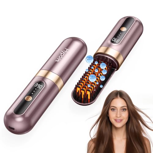 2026 Upgraded Cordless Hair Straightener Brush Ionic & Anti-Frizz Ceramic Tourmaline MCH Fast Heating Anti-Scald 3 Temp Settings 4000mAh Type-C Fast Charging Portable Hot Comb for Women