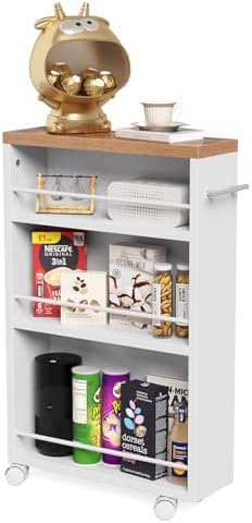 LITTLE TREE 4 Tier Rolling Cart with Wheels, 6.3 Inch Slim Storag...