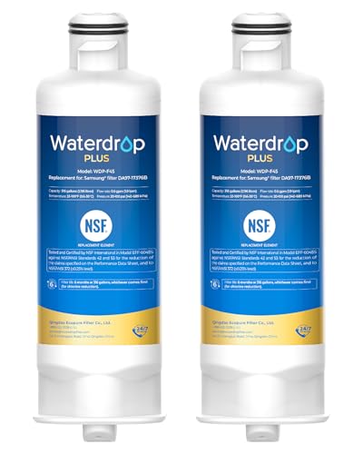 Image of Waterdrop Plus WDP-F45 Refrigerator Water Filter, Replacement for Samsung DA97-17376B, HAF-QIN /EXP, DA97-08006C, NSF /ANSI 401&53&42&372 Certified, 2 Filters (Packaging May Vary)
