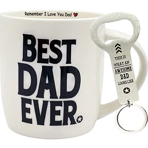 Mallabylamma Best Dad Coffee Mug, Dad Keychain Bottle Opener, I Love You Dad Mug 12 Ounce Ceramic, Father Day Gifts, Best Dad Ever Gift, Daddy Tea Cup, Gifts For Dad Birthday Christmas #TOP21