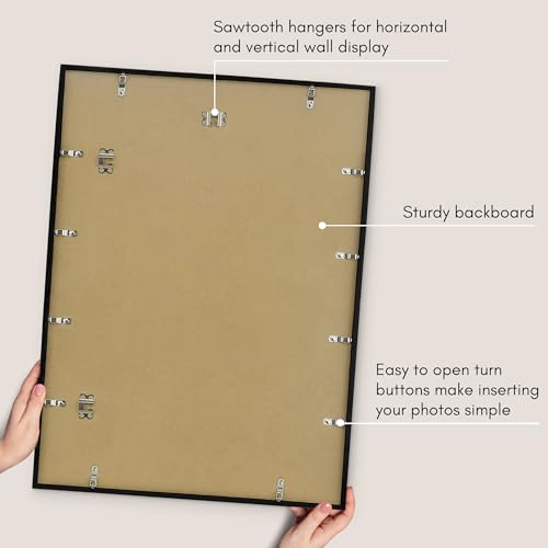Americanflat 22x30 Picture Frame with Polished Plexiglass - Streamline Collection - Thin Border Picture Frame for Wall Display - Hanging Hardware Included - Black