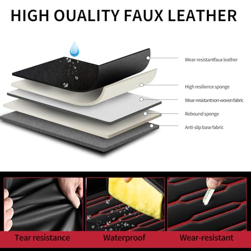 Image of Fit Forester Car Seat Covers for Subaru Forester 2007-2025 2026 - Upgraded Premium Waterproof & Breathable Leather, Airbag Compatible, All-Weather Seat Cushion Protector (2 Front /Black+Red)