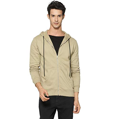 Image of CAHOOT Men's Zip-Front Hoodie with Contrast Drawstring for Casual Wear | Long Sleeve | Hooded Neck | Zipper Closure | Cotton Sweatshirt Crafted with Comfort Fit for Everyday Wear