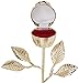 Elegance Rose Ring Holder with Long Stem, Gold