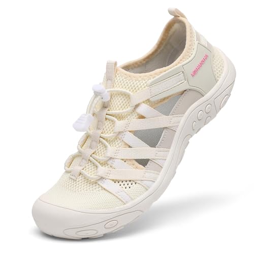 Mishansha Women’s Hiking Sandals Closed Toe, Lightweight Breathable Water Sandals, Non-Slip Outdoor Sport Sandal for Walking Trekking Beach Size 8.5 Beige