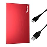 SUHSAI 320GB External Hard Drive USB 3.0 – Portable External HDD for Mac, Laptop, PS5, PC – External Hard Disk Drive for Backup, Photo Storage, Data Transfer, Gaming, Extended Storage – Red