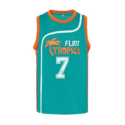 TUEIKGU #7 Coffee Black Flint Tropics Basketball Jersey for Men 90S Hip Hop Clothing for Party (Green,7 Large)