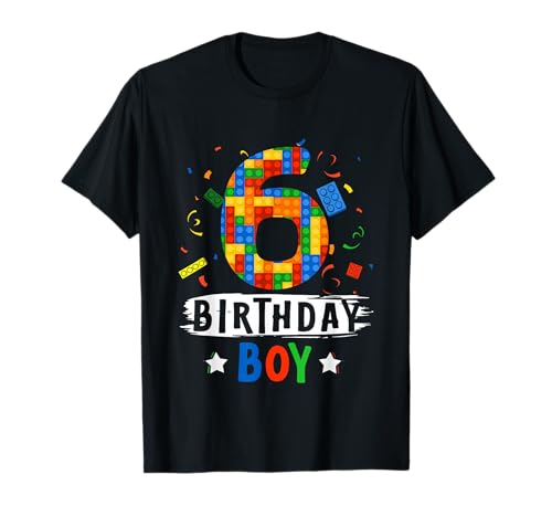Geburtstag Junge Bausteine 6 Jahre alt T-Shirt