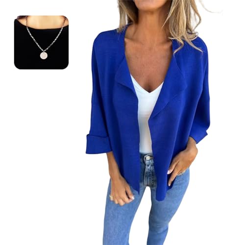 Peculiar Women's 3/4 Sleeve Faux Suede Cardigan, Peculiaral Faux Suede Jacket, Trendy Casual Coat