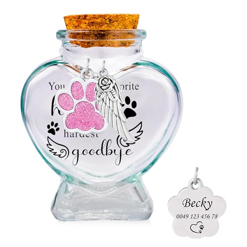 Personalisierte Gläser für Andenken Tierhaar-Gedenkflasche, Glasfläschchen für Asche, Haare or Zähne, Haustierverlust, Trauergeschenk