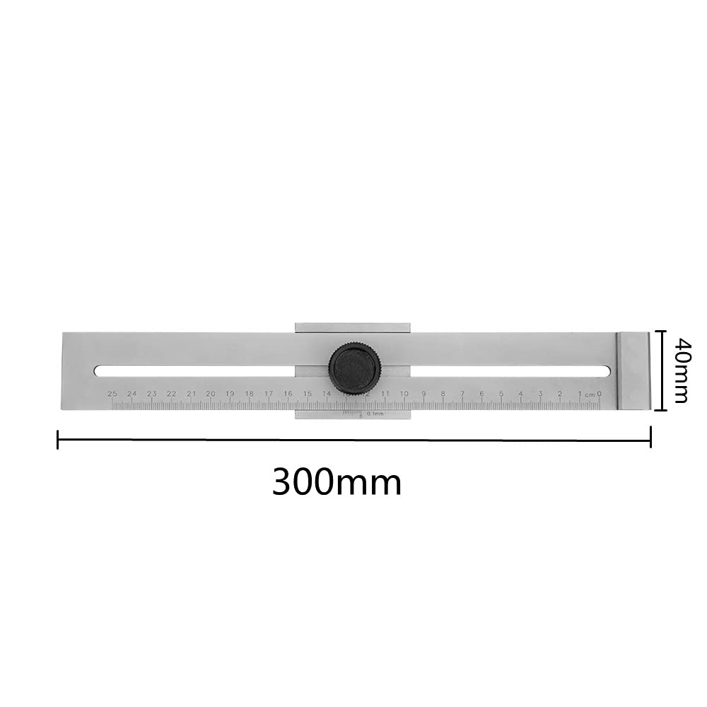 Walfront Regla de marcado de acero inoxidable de 250 mm, herramienta de medición para carpintería, medidor de línea deslizante, precisión de 0,1 mm