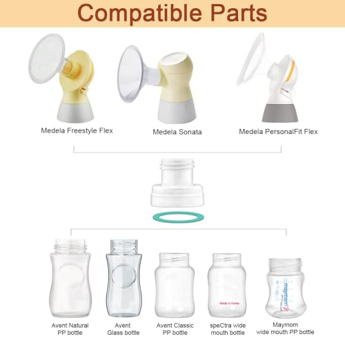 Image of Maymom Conversion Kit Compatible with Medela Sonata, Freestyle Flex, Pump in Style MaxFlow Pro Pro+ to Use with Phillips Avent Natural PP Bottle Spectra Bottle Thread Changer Avent Converter Kit