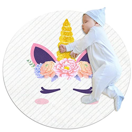 Tapis antidérapant licorne dorée lavable en machine pour chambre - 2