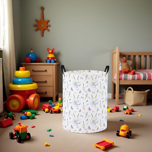 Image of Baby Laundry Basket Baby Nursery Hamper Kids Laundry Basket Toy Storage Bin for Boys Room Decor Gift Baskets for Bedroom Bathroom(Lavender)