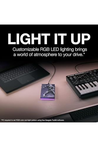 Image of Seagate Black Panther SE FireCuda External HDD - USB 3.2, Customizable RGB LED Magenta, Works with PC, Mac, PlayStation, and Xbox, with 3-yr Data Recovery Services (STLX2000401)
