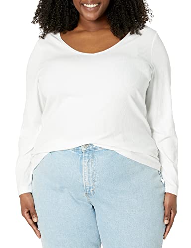 Image of Amazon Essentials Women's Long Sleeve Slim-Fit Rib Scoop Neck Sweater, Fall Tops, Pack of 2