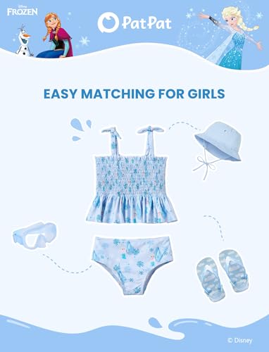 Image of Disney Elsa Princess Toddler Girls Two Piece Tankini Top and Bow Tie Bikini Bottom Beach Swimsuit Set