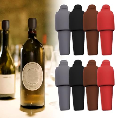 Image of Silicone Wine Stopper for Wine Bottles, 2025 New Wine Stoppers for Wine Bottles, Seal Bottle Cover for Beer Champagne, Glass Bottle Sealer Covers Wine Stoppers for Home Use (8, All)