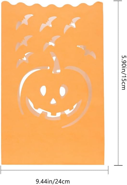 Pumpkin Paper Candle Bags 20Pcs Halloween Lanterns Tear Resistant Decorative Pumpkin Lanterns for Parties Weddings Home Orange 24X15X9 Inch