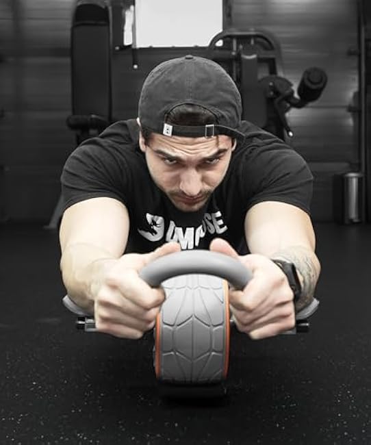 DMoose Fitness Ab Roller Wheel with Elbow Support & 2 Knee Pads - Abdominal Exercise Trainer for Core Strength Training - Ultimate Abs Workout Equipment for Home and Gym - Ab Machine for Men & Women