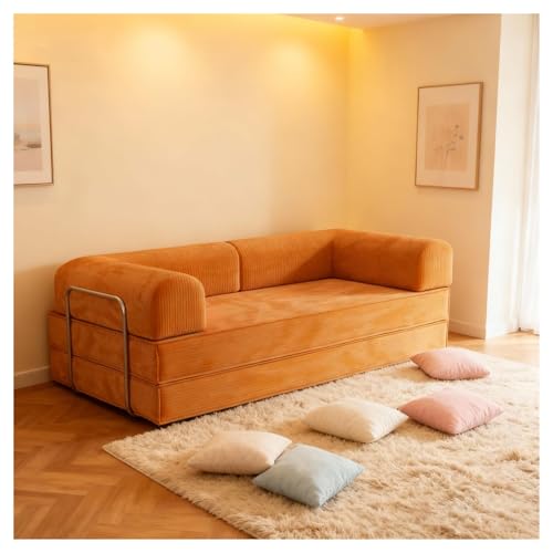 Sofá cama plegable, sofá de dos plazas convertible con 2 almohadas, cómodo sofá 3 en 1 para sala de estar, diseño que ahorra espacio con reposabrazos