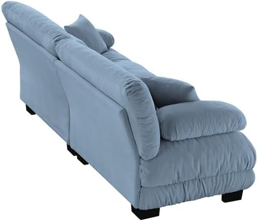 Stylish Cloud Loveseat Sofa, Chenille Tufted Deep Seat Sectional Couch, 2-Seater Comfy Love Seat Sofa Couch with Pillows for Living Room Apartment Small Space, Blue
