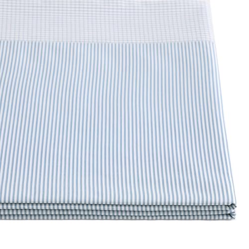 Image of Tommy Hilfiger - Full Size Sheets Set, Crisp & Tailored Cooling Sheets with a Cotton Percale Lightweight Feel - Bed Sheets with Matching Pillowcases & Fitted Sheet (Williamstown Stripe Blue)
